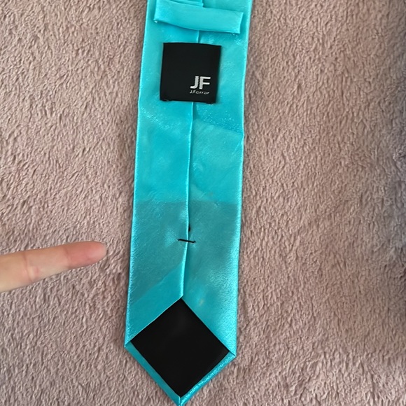 Silk Blend Teal Aquamarine Mint Green Blue Neck Tie by J Ferrar JF - Picture 2 of 5